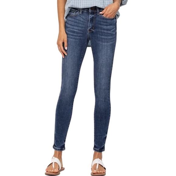 NEW JUDY BLUE LOS ANGELES SKINNY WOMENS JEANS DISTRESSED DARK WASH SIZE‎ 1/25 - Picture 1 of 6